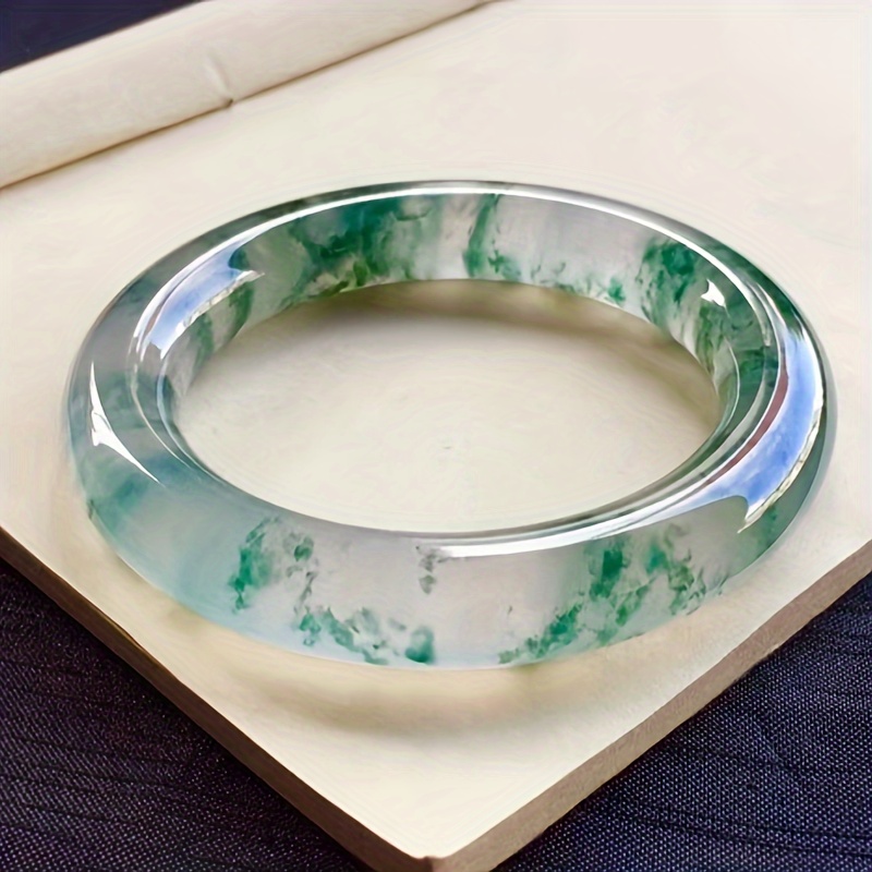 Natural Stone Ice-Type Floating Flower Bangle, Classic Style